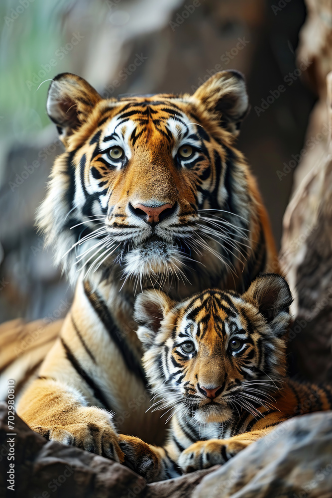 Fototapeta premium Tiger mit Welpe