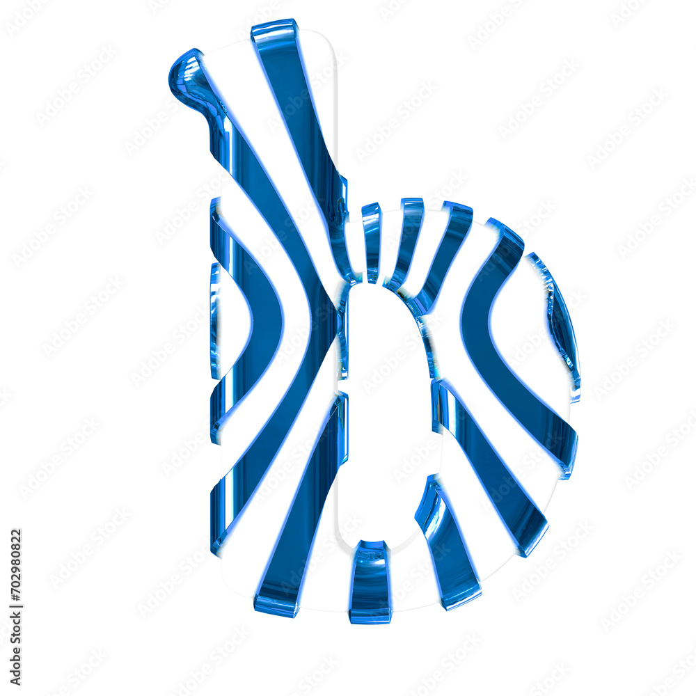 White symbol with blue thin straps. letter b White symbol with blue thin straps. letter b