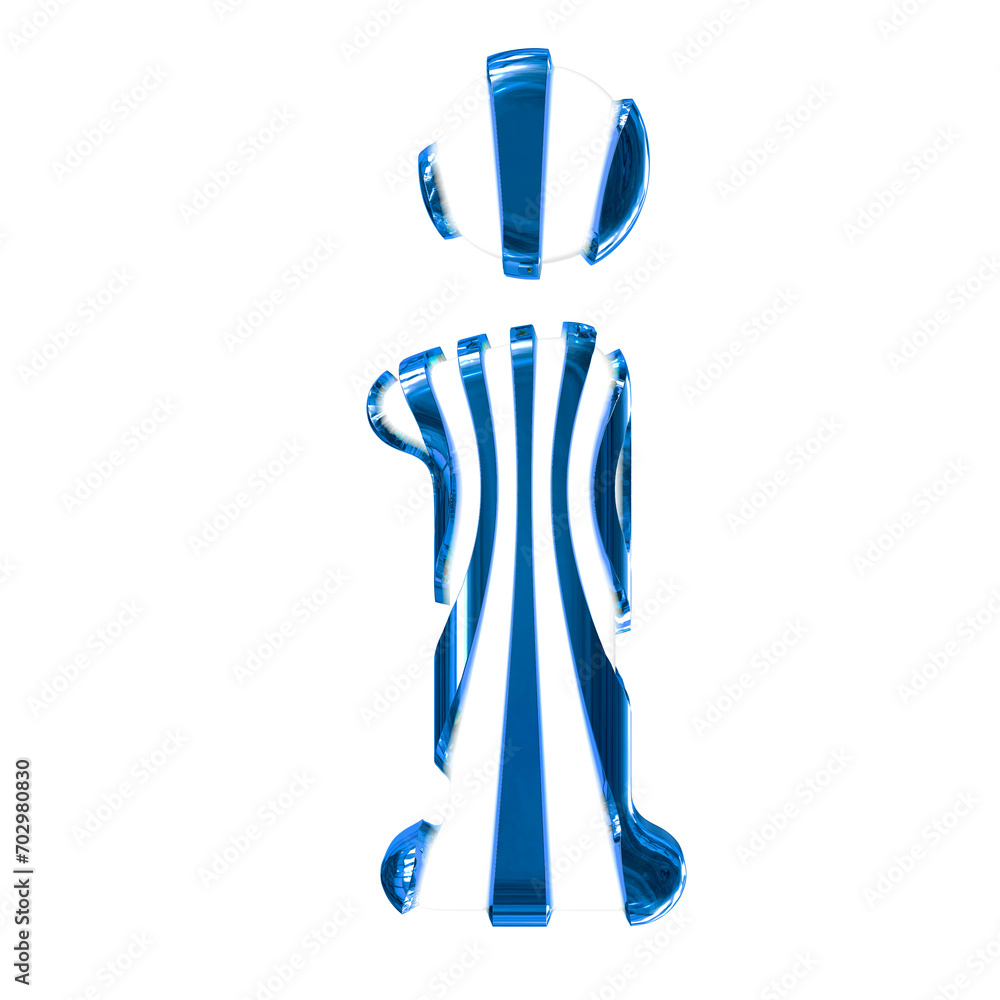 White symbol with blue thin straps. letter i White symbol with blue thin straps. letter i