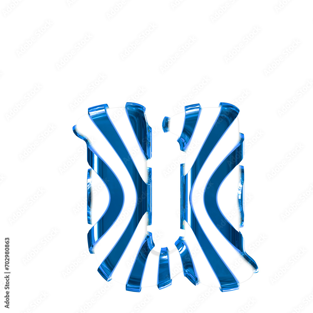 Fototapeta premium White symbol with blue thin straps. letter u