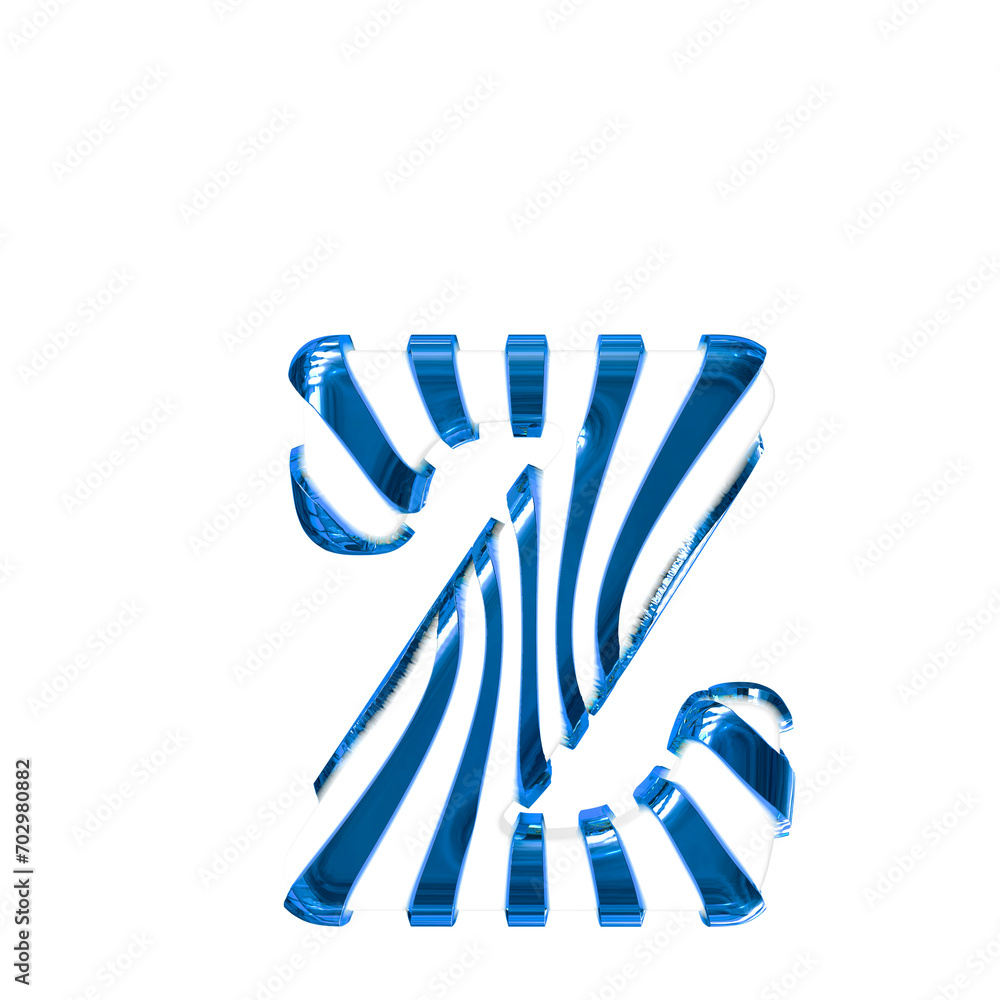 White symbol with blue thin straps. letter z White symbol with blue thin straps. letter z
