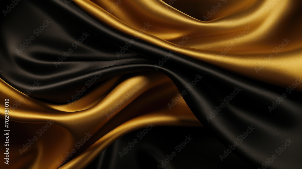 Obraz premium black gold satin textile, silk, texture background