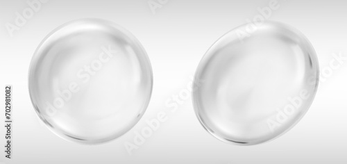 white transparent bubble cosmetic liquid  set vector illustration photo
