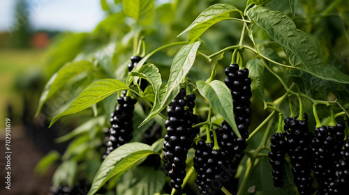 Ripe Pepper Plants with Black Peppercorns in Cultivation: The Essence of Spice Agriculture