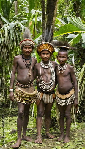 Ancient tribes in Indonesia Youw village, Atsy district, Asmat region, Irian jaya, New Guinea, Indonesia photo