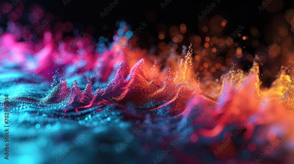 Abstract particles in empty space. Beautiful background with depth of field and bokeh Abstract particles in empty space. Beautiful background with depth of field and bokeh