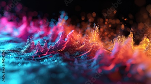 Abstract particles in empty space. Beautiful background with depth of field and bokeh