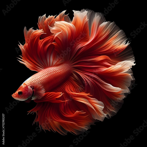 Capture the moving moment of siamese fighting fish isolated on black background. Betta fish © Md Masud Rana
