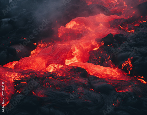  Lava eruption.Minimal nature phenomenon concept.Generative AI