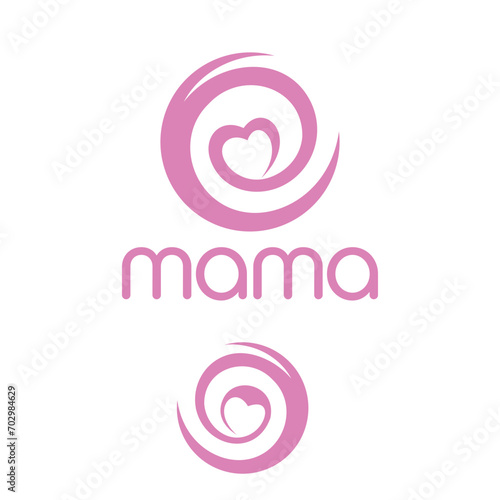 Mother care heart name mama logo design timeless emblem brand identity logotype abstract minimalist monogram typography vector logo