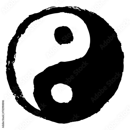 Ink grungy yin-yang sign. Symbol of harmony, Asian Zen sign. Yin-Yang energy, an oriental recognizable symbol.