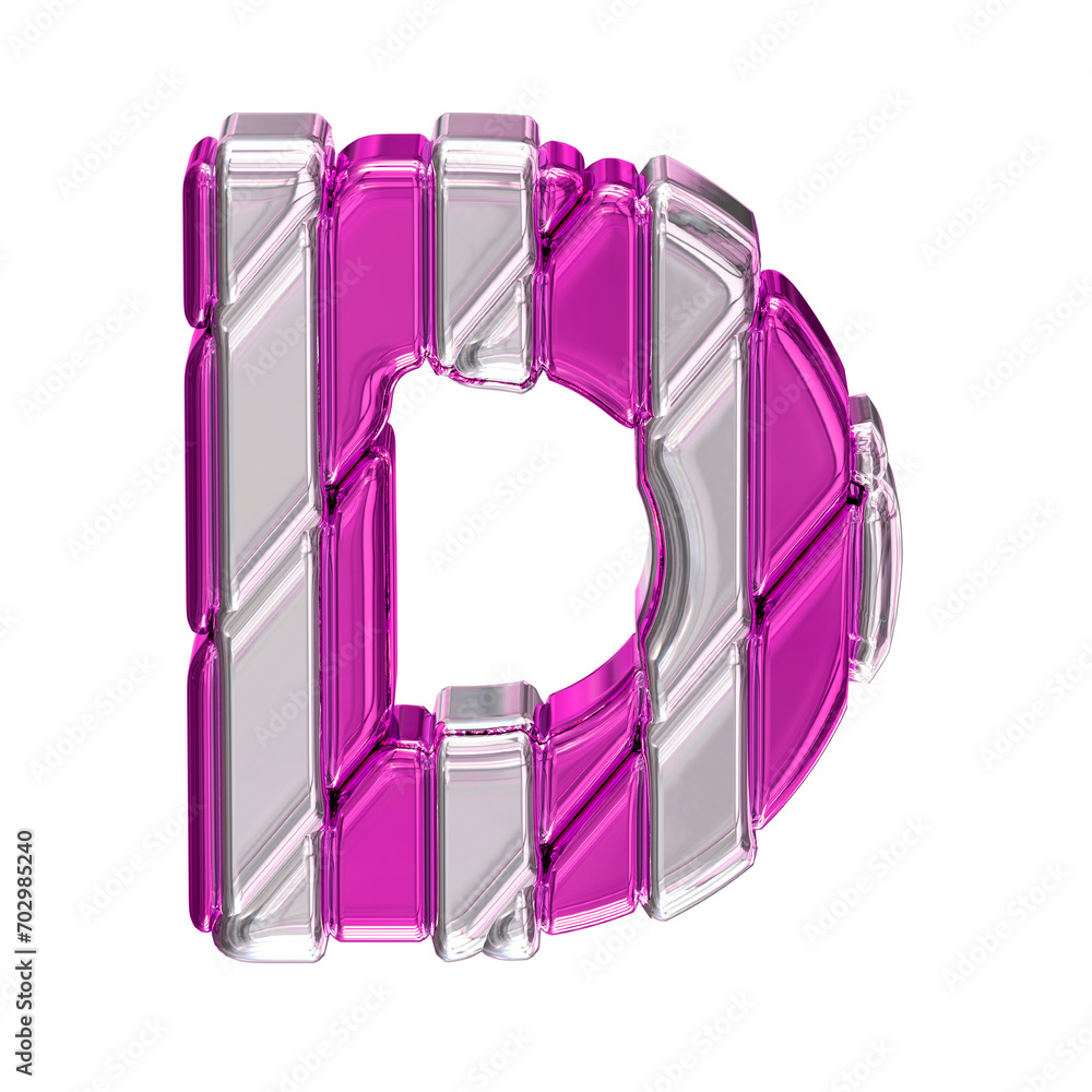 Fototapeta premium Purple symbol with silver straps. top view. letter d