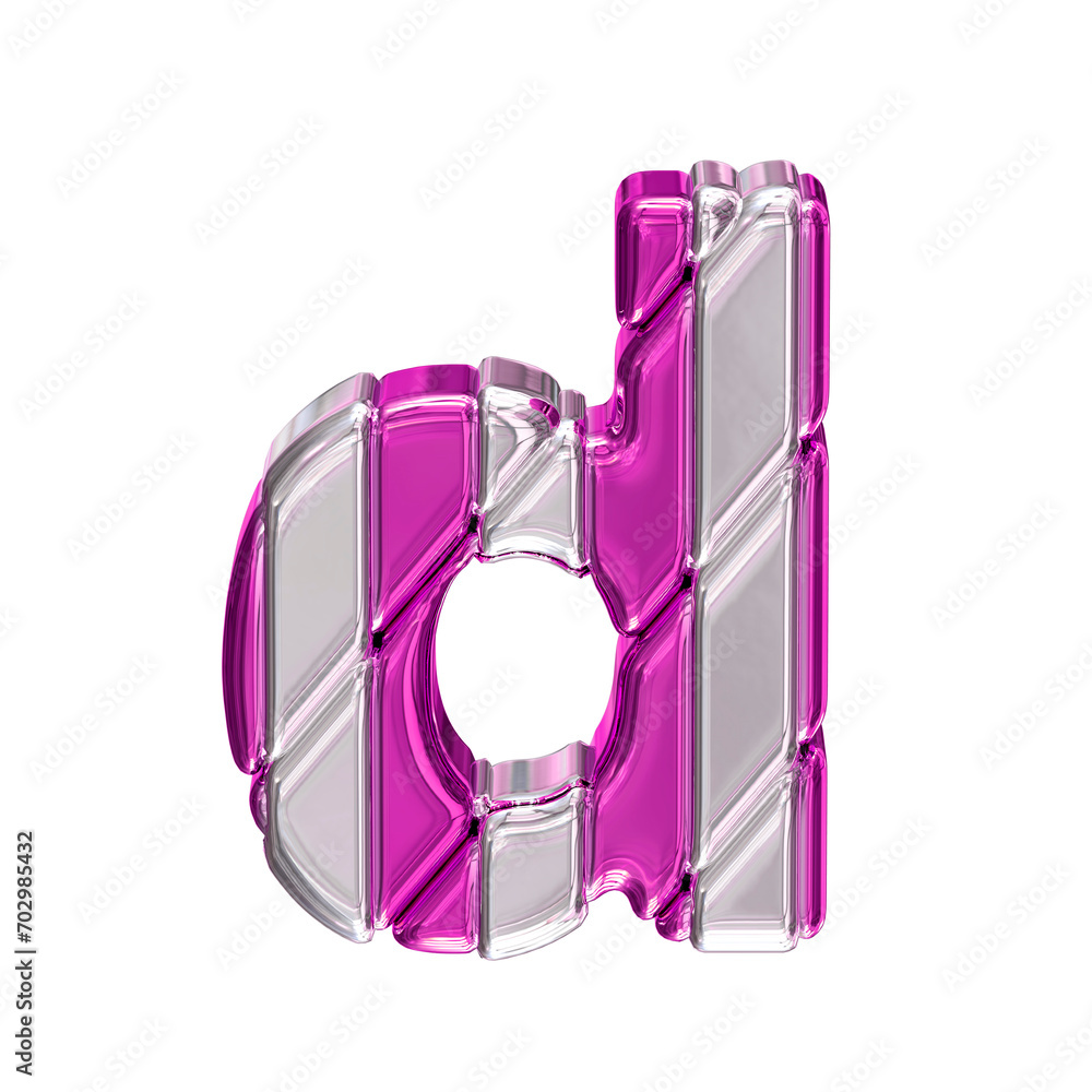 Fototapeta premium Purple symbol with silver straps. top view. letter d