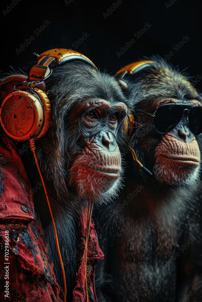 Coole Affen mit Kopfhörer