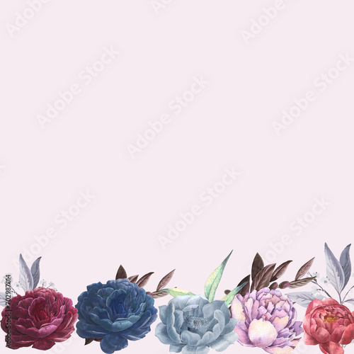 Fototapeta Naklejka Na Ścianę i Meble -  Valentine Day - Rose and Violet Peony Colorful Floral