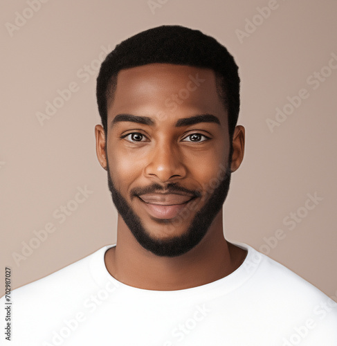 Portrait close up shot of a decent looking happy smiling man isolated in a copy space black background, Profile picture of an employee