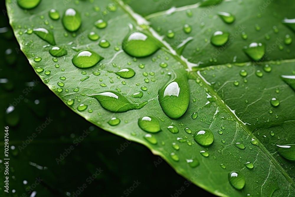 Water drops on green leaves Water drops on green leaves