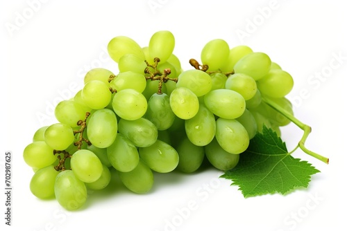 Ripe green grape isolated on white background