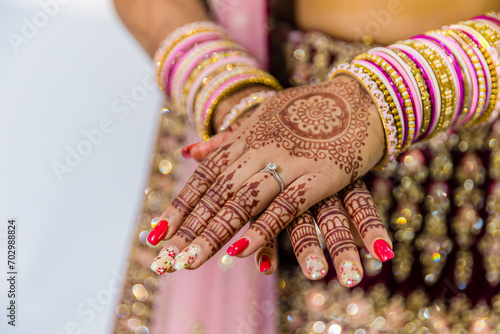 Indian bride's wedding jewelry close up
