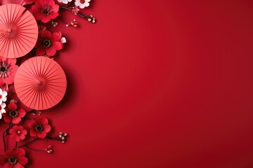 Chinese new year festive background with red decoration