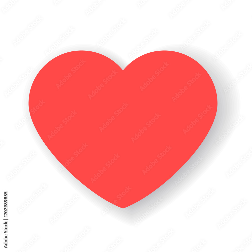 Red paper heart on a white background
