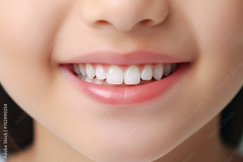 Smile with white healthy teeth of little girl Smile with white healthy teeth of little girl