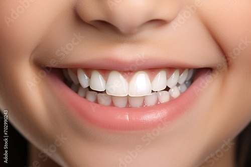 Smile with white healthy teeth of little girl