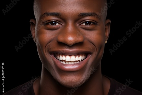 Portrait of young african american man with white healthy teeth