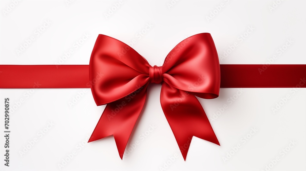 Red silky ribbon and bow isolated on white background Red silky ribbon and bow isolated on white background
