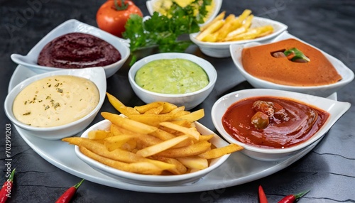 French Fries with Rich Dipping Sauces