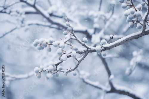 Tree branch covered with white frost