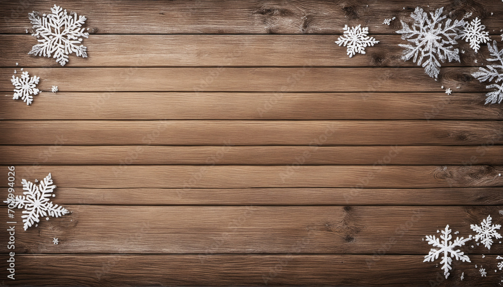 Snow-covered wooden frame - rustic winter backdrop Snow-covered wooden frame - rustic winter backdrop