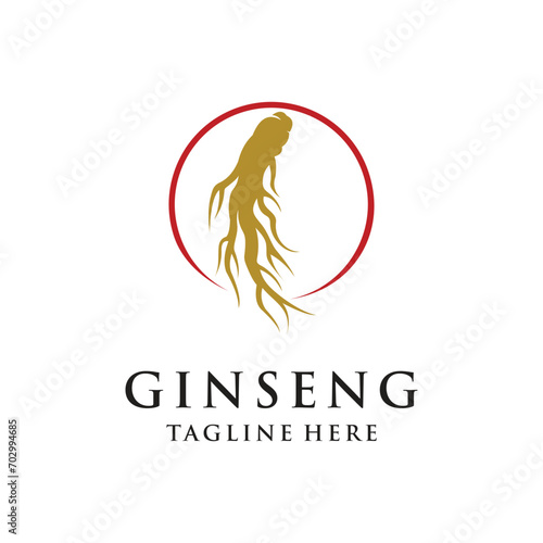 Vector ginseng logo herbal plant vector natural herbal medicine ginseng herbal drink icon