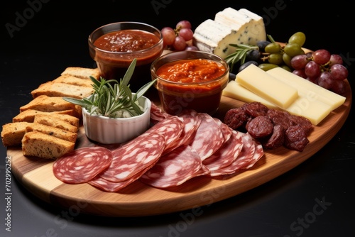Assorted Meat Sausages, Artisan Cheeses, and Exquisite Antipasti Delights Platter