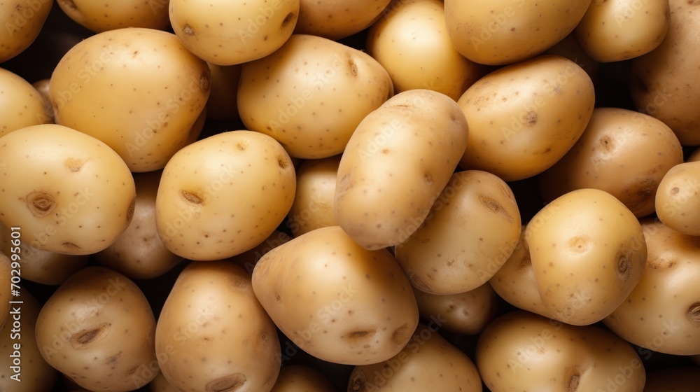 a pile of potatoes sitting next to each other on top of a pile of other potatoes on top of each other. a pile of potatoes sitting next to each other on top of a pile of other potatoes on top of each other.
