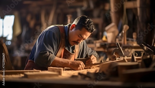 Mexican carpenter at work