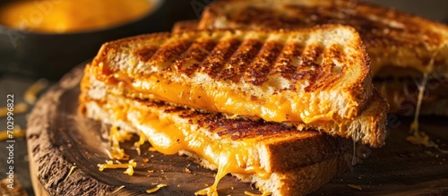 Grilled cheese sandwiches: crispy outside, chewy inside.