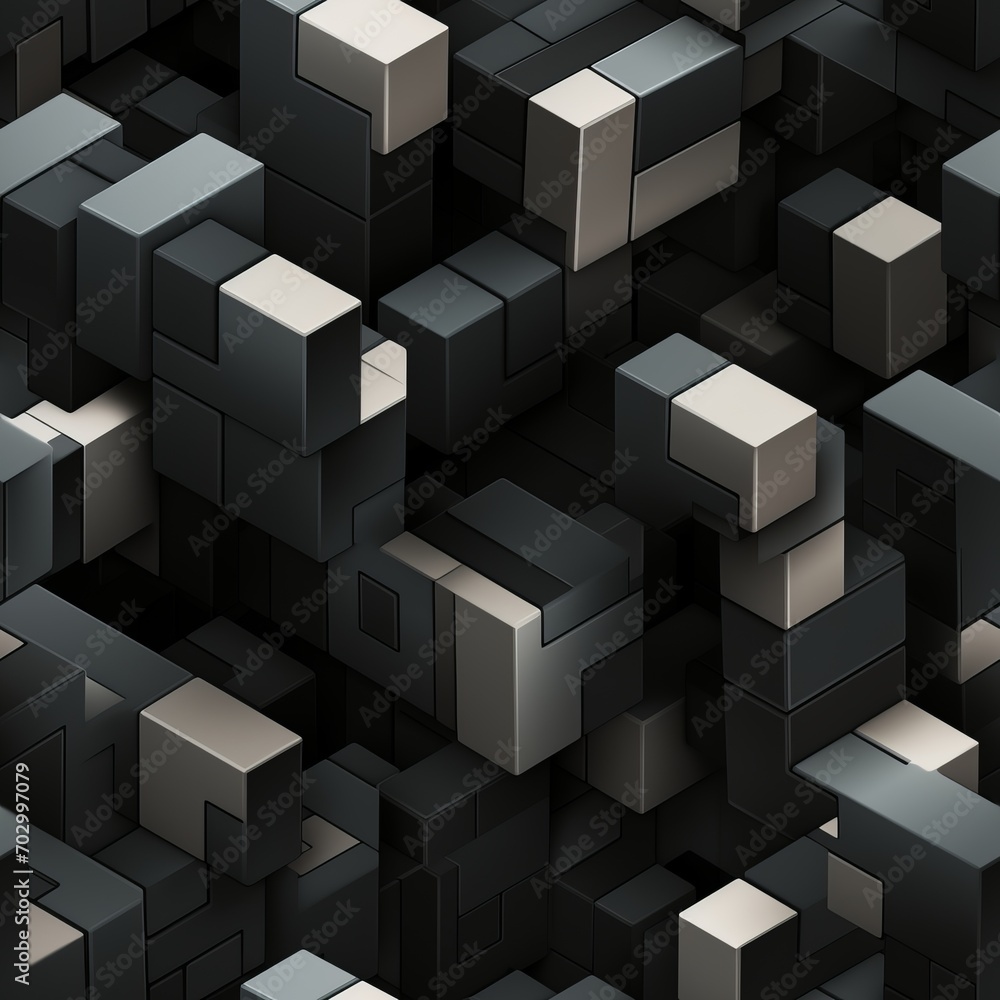 Obraz premium Elegant and stylish seamless pattern with abstract geometric shapes in striking black colors