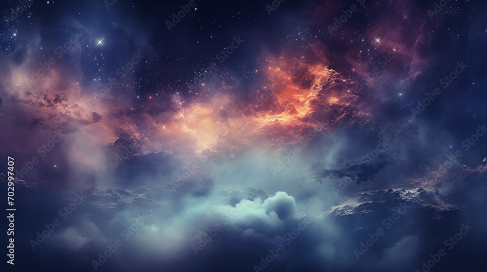 Fototapeta premium Majestic Space and Galaxy Themed Background with Stars and Nebulae