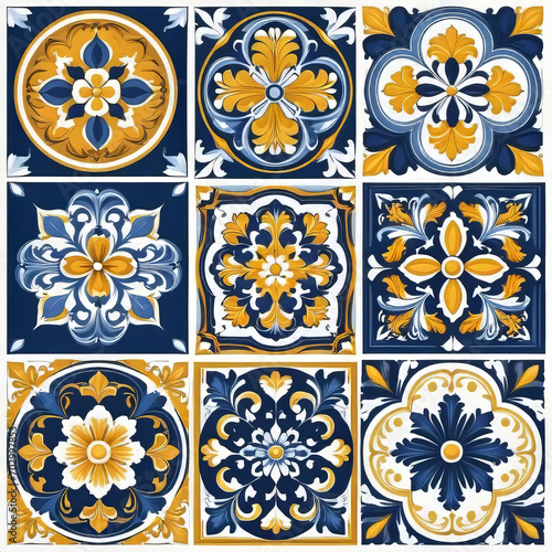 Mediterranean blue tile patterns, Portuguese tile patterns, ceramic tile pattern for kitchen, bathroom, 