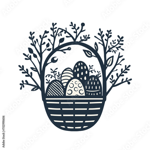 Osterkorb mit dekorierten Eiern vektor