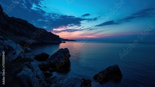 Amazing landscape view of the sunrise at blue hour