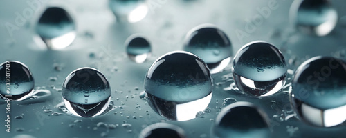 Macro of blue gel balls. Watery polymer hydrogel background. Crystal liquid.  photo