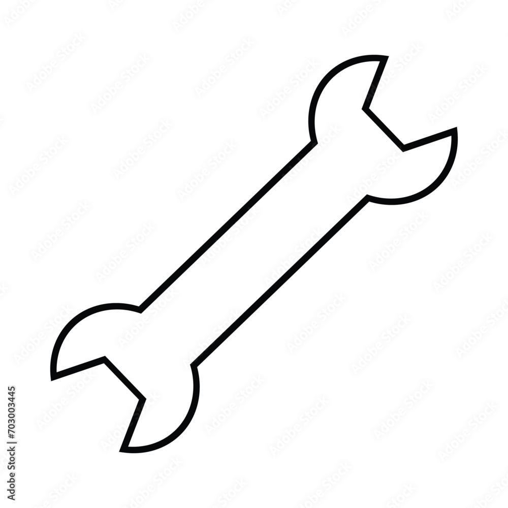 wrench tool icon over white background, Household appliance icons in line style. Suitable for design to introduce carpentry tools. Coloring educational media with a tool theme wrench tool icon over white background, Household appliance icons in line style. Suitable for design to introduce carpentry tools. Coloring educational media with a tool theme