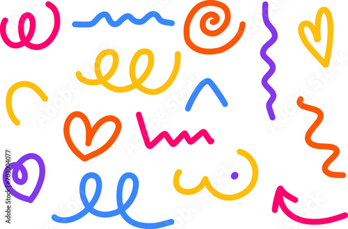 Set of simple abstract and geomtric and organic freeform shapes. Vibrant colors. On white background