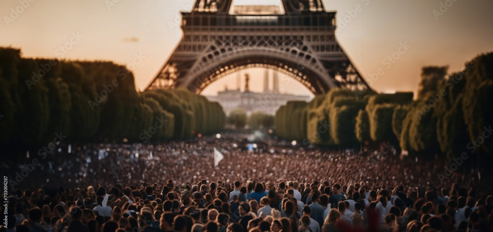 Obraz premium crowd of fans on a square in Paris ​