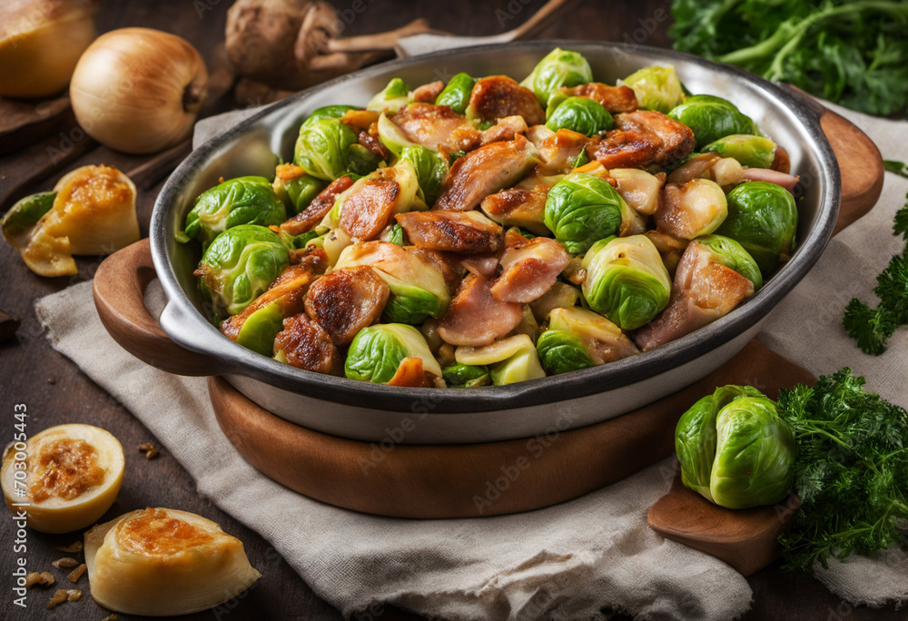 Candied Brussels sprouts with ham Candied Brussels sprouts with ham