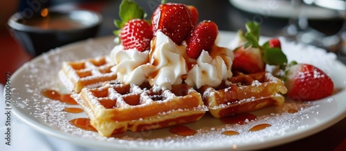 Belgium's dessert is a delicious waffle made in Brussels. photo