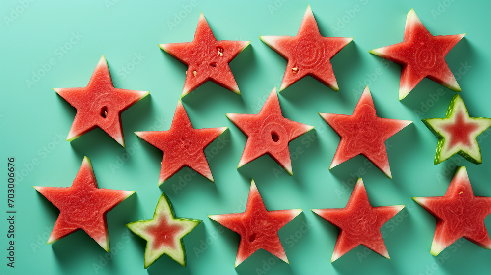 Fototapeta premium Star-Shaped Watermelon Slices A Refreshing Summer Delight on Display