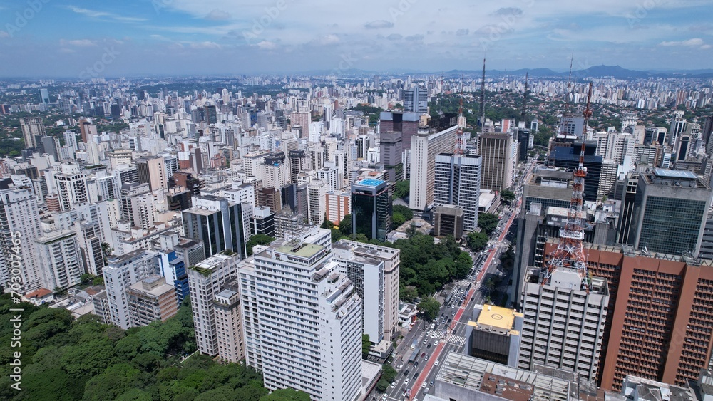 Aerial view of Avenida Paulista in Sao Paulo, Brazil. Very famous ...